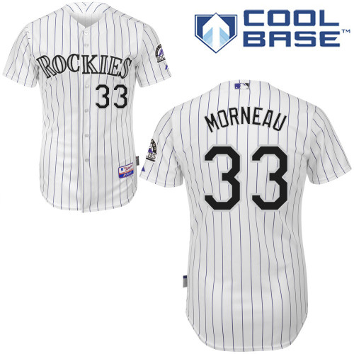 Justin Morneau #33 MLB Jersey-Colorado Rockies Men's Authentic Home White Cool Base Baseball Jersey